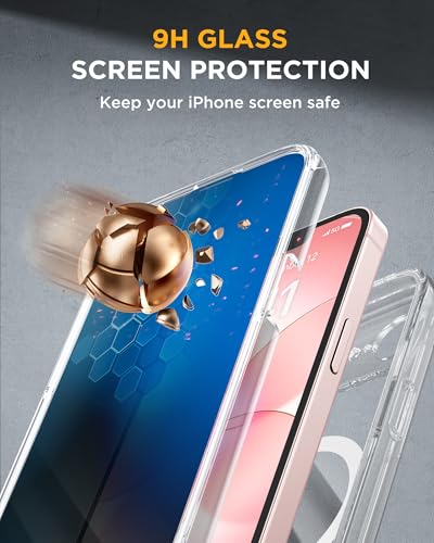Image of miracase for iPhone 17e & 16e Case with Built-in Private Screen Protector, [Magnetic with MagSafe] Full-Body Phone Cover Military Drop Proof 17 E / 16 E Bumper 6.1 inch, Clear