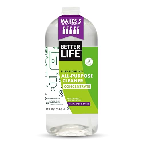 Better Life All Purpose Cleaner Concentrate- Multipurpose Home and Kitchen Cleaner for Glass, Countertops, Appliances, Upholstery & More – 32oz Clary Sage & Citrus Concentrate