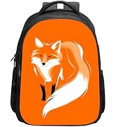 SARA NELL Fox Backpack Cute Fox School Book Bag, Fox Animal Print Children Bookbags for Elementary Primary Boys Girls, 16 Inches Bookbag with 2 Main Compartments, Orange