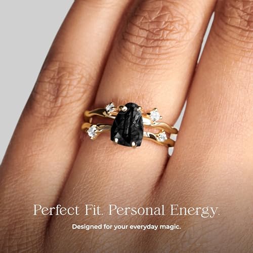 Moon Magic Authentic Moonstone Ring for Women | Amethyst, Aquamarine, Black Obsidian Ring Flow/Real 925 Sterling Silver | 18k Rose and Yellow Gold Raw Crystal Rings for Women/Genuine Gemstone Jewelry2