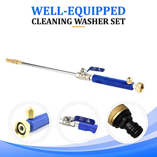 Hydro Jet High Pressure Power Washer Wand for Car Washing or Garden Cleaning, Heavy Duty Metal Watering Sprayer with Universal Hose End, Hydrojet Water Power Nozzle (Lapis Blue) - Thumbnail 6