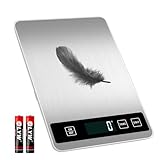 Küchenwaage Digital - Elektronische Waage mit hoher Präzision, Digitalwaage bis zu 15 kg, Neue Waage aus Edelstahl, Viele Gewichtseinheiten, Hautfunktion entfernen