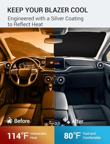 Image of Proadsy Windshield Sun Shade for Chevrolet Blazer 2019-2025 2026 Foldable Front Sunshade Protector Sun Visor Blocks UV Rays Keep Car Cooler