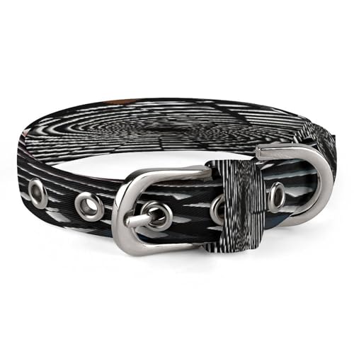 Visual Illusion Hundehalsband, verstellbar, Edelstahl, D-Ring-Halsband, Oxford-Stoff, Katzenhalsband mit Metallschnalle, für kleine, mittelgroße Hunde