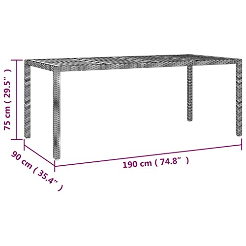 Table de Jardin en Résine Tressée Grise et Bois d'Acacia vidaXL - 8