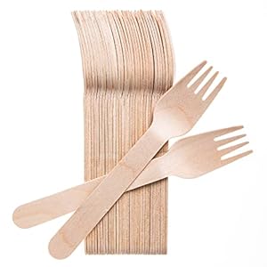 Wooden Forks Disposable – 100 Splinter-free 6.5″ Compostable Forks – Biodegradable and Eco friendly Disposable Forks Utensils for Outdoors and Parties