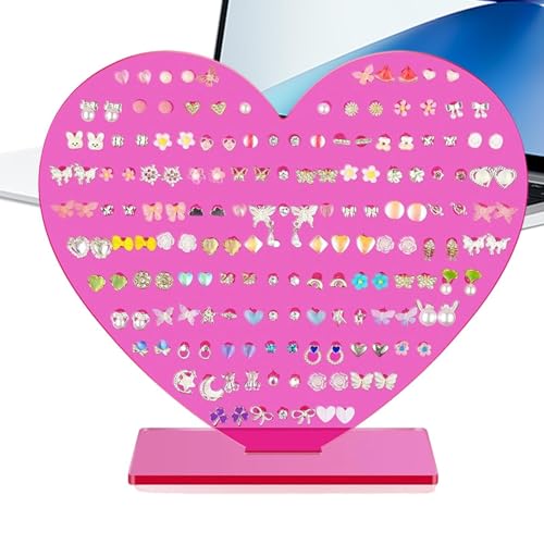 Soporte para aretes de corazón – Almacenamiento de joyas de oreja de acrílico – Almacenamiento de aretes colgantes – para mujeres, señoras, esposas, coleccionistas, tocador, baño, manualidades, feria