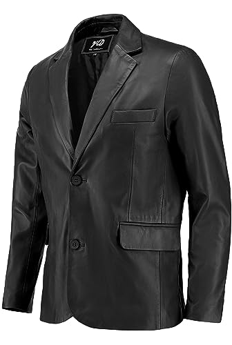 Jild Invisible Stitching Casual Leather Blazer for Men - 2-Button Closure Coat Style Regular Fit Lambskin Leather Jacket Men3