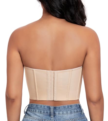 Image of DotVol Women's Longline Strapless Underwire Corset Bustier Bra | Full Figure, Back Support, No Back Fat, Everyday Bras