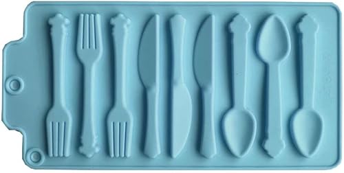 Miniatura 6 de Moldes de silicona para vajilla, cuchillo y tenedor, bandeja de silicona fácil de liberar, bandeja novedosa para fondant refrigerado, caramelos,