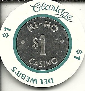 $1 hi-ho del webb's claridge silver inlay vintage obsolete casino chip atlantic city new jersey