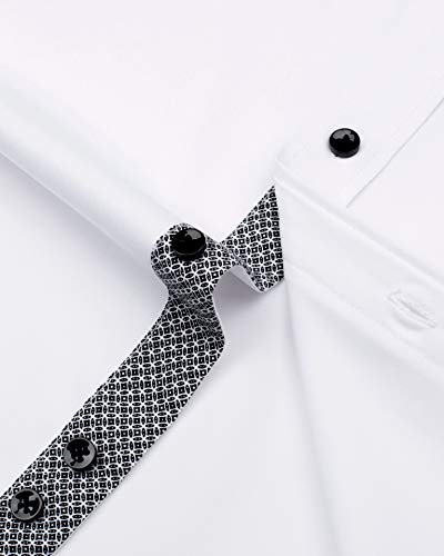 J.ver Men's Casual Long Sleeve Stretch Dress Shirt Wrinkle-Free Regular Fit Button Down Shirts White Large #TOP6