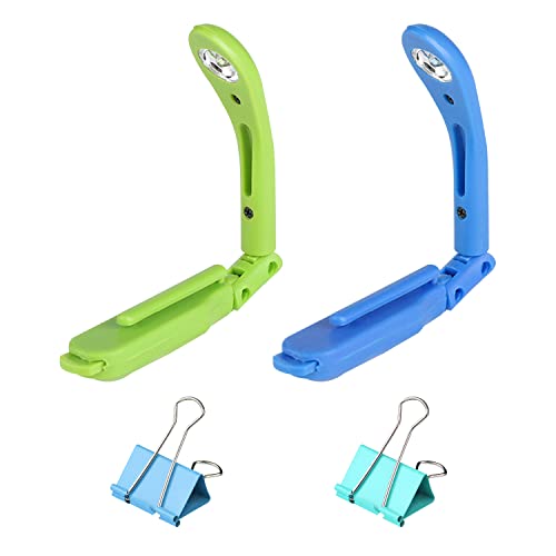 NINVVS 2 Pieces of Book Reading Night Light, with 4 Pieces of Metal Binder, Portable Mini Night Light, with Clip to Hold Books, Night Reading Book Light, Foldable Table Lamp.
