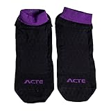 Acte, Par de Meias Pilates Algodão Solado Antiderrapante para Segurança e Conforto F3-BRX, Branco e Roxo