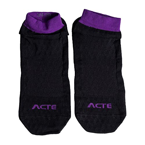 Acte F3, Meia Para Pilates Adulto Unissex, Preto/ Roxo, 34-38