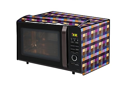 Image of The Furnishing Tree PVC Waterproof Microwave Oven Cover Compatible for Morphy Richards 20 L Solo 20MS Lattice Pattern Bluish