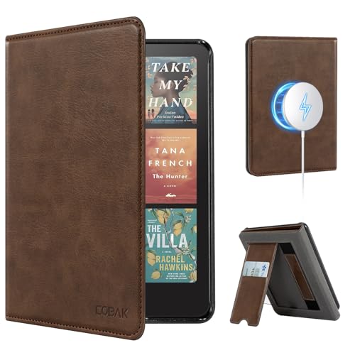 Image of CoBak Stand Case for 7 inch Kindle Paperwhite 12th Gen 2024 and Kindle Colorsoft with Hand Strap - Compatible with iPhone MagSafe, for Samsung /Belkin /Anker Wireless Charging Pads, Durable, Auto Sleep Wake