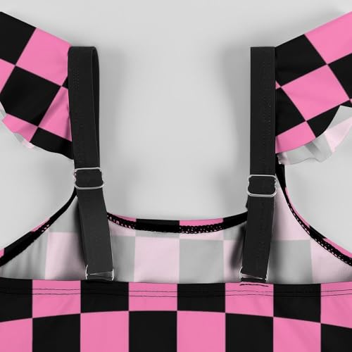 Image of Girls One Piece Swimsuit Polka Dots Ruffles Swimwear Bathing Suits 3-12 Years