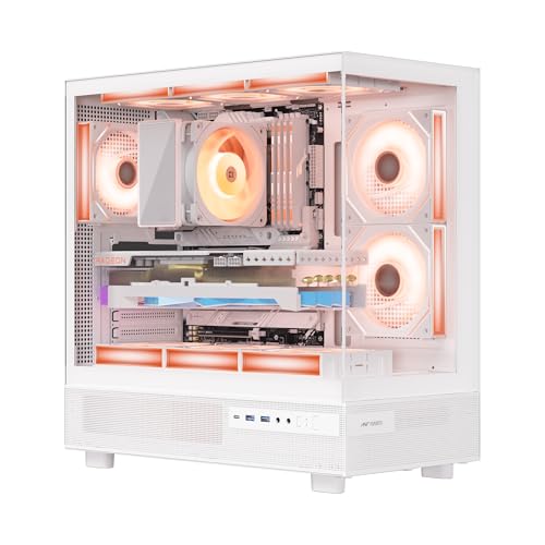 Image of Ant Esports Crystal X6 ATX Mid-Tower Computer Case /Gaming Cabinet with Type-C - White | Support ATX, Micro-ATX, Mini-ITX | Pre-Installed 6 ARGB Infinity Mirror Fans | Dual Front Panel (Mesh /Glass)