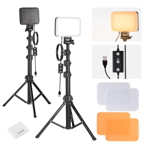 NEEWER Basics Kit d'éclairage de Studio, Packs de 2 Lampes LED Bicolores avec Trépieds et Filtres, Intensité Variable, Portable, 3200K-5600K, IRC95, 750 lux, pour Photographie, Enregistrement, BP66