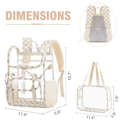 Image of DIGOBAY Clear Backpack with Lunch Bag, Corduroy Clear Bookbag Heavy Duty