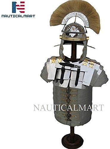 NauticalMart Roman Lorica Segmentata Armor with Blonde Plume Roman Centurion Helmet