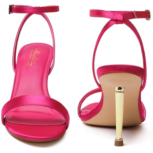 Image of Mostrin Strappy Heels for Women Ankle Strap Heels Women's Heeled Sandals for Party Prom Wedding