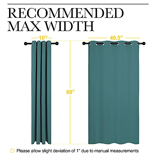 Image of NICETOWN Bedroom Curtain Panels Blackout Draperies, Thermal Insulated Solid Grommet Blackout Curtains /Drapes (Sea Teal, One Pair, 55 by 68-inch)