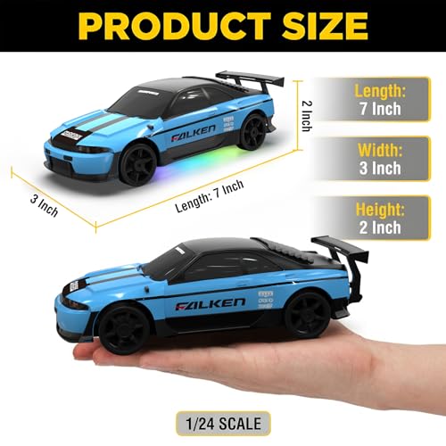 Image of Remote Control Car RC Drift Car 2.4GHz 1:24 4WD 15KM /H High Speed Racing Sport Car with LED Lights Drifting Tire Racing Sport Toy for Adults Boys Girls Kids Gift