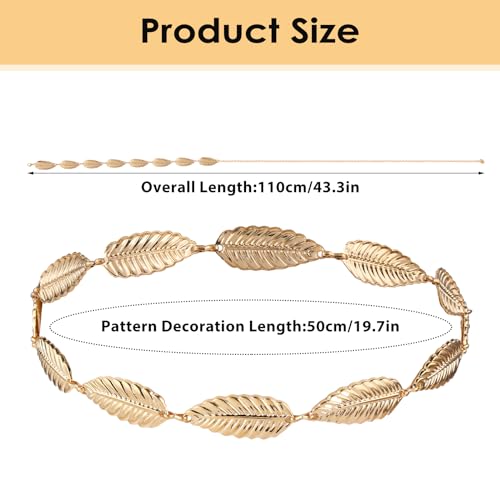 Womens Metal Leaf Chain Belt, Adjustable Bridal Wedding Leaves Waistband Skinny Waist Belt for Dresses Decorated3