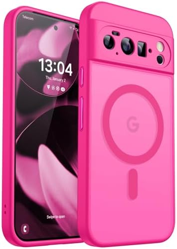 CANSHN für Google Pixel 10 Pro Hülle mit Kameraschutz, Leuchtend Rosa | 6,3 Zoll Vollkameraschutz Kompatibel mit MagSafe Translucent Matt Militär Grade Schutz Kratzfest