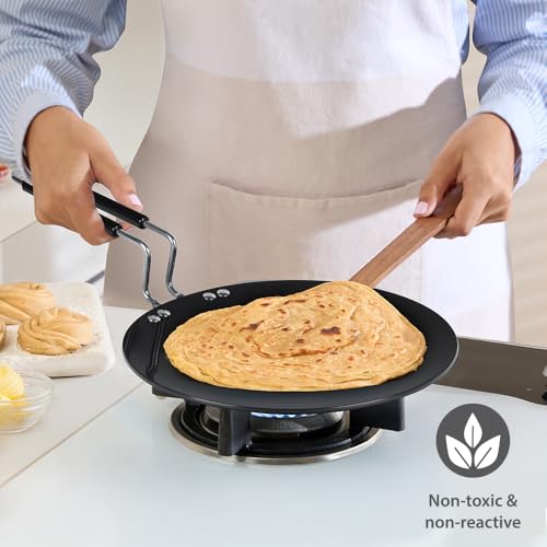 Image of Borosil 25 cm Hard Anodized Concave Tawa | Aluminium Grade 3003 | Glossy Exterior & Matt Interior | Even Heat Distribution | Easy to Clean | 5 Years Warranty