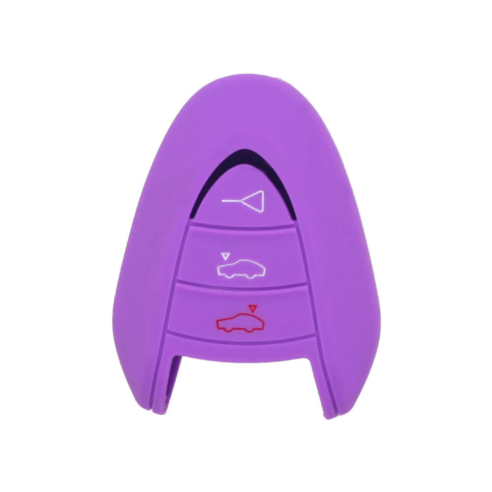 BROVACS Silicone Cover Protector Case Holder Skin Jacket Compatible with PORSCHE 3 Button Remote Key Fob CV9920 Purple - Image 2