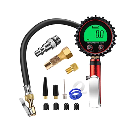 Digital Tire Inflator with Pressure Gauge 255 PSI Air Chuck and Compressor Accessories 0.1 Display Resolution Quick Connect Coupler (A Pack)