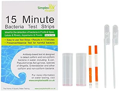 Quick 15 Minute Water Bacteria Test (2 Tests) for swimming pools, spas, lakes, rivers and open water