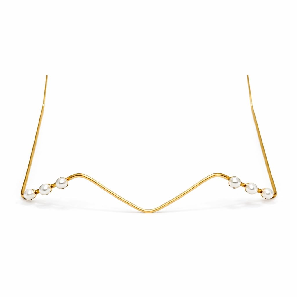 Elegant Pearl Studded Facelet Jewelry, Gold-Tone Zigzag Nose Frame Fashion Accessory for Women and Girls Facelets Jewellery Bridal Face Frame(PEARL)-image-43