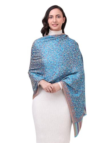Image of EH Pashmina Stole, Reversible Jamawar weave in beautiful paisley & floral, very soft MODAL fabric, all season Stole, Scarf, Wrap.