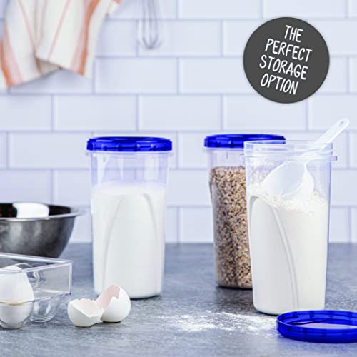 Plasticpro [48 Oz 8 Pack] Twist Top Deli Containers Clear Bottom With Blue Top Twist On Lids Reusable, Stackable, Food Storage Freezer Container Pack Of 8 #TOP5