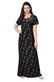 Soulemo Women's Cotton, Rayon & Polyester Printed Maxi Nighty (Alpine) 1629 (XL Bust 48, Black 150)