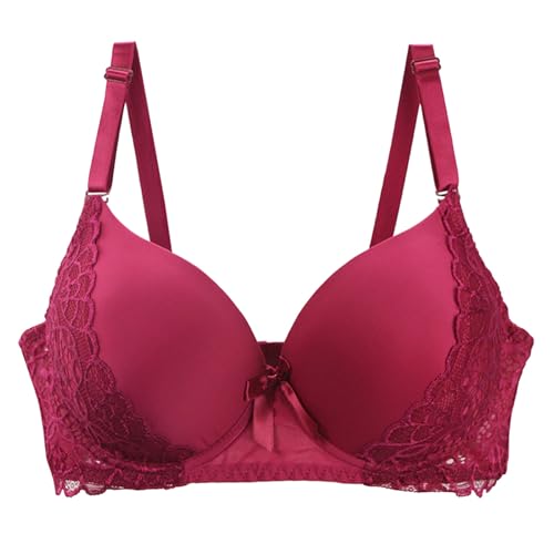 Soutien-gorge sexy à armatures grande taille bonnet façonnant dentelle rouge 48DD femme