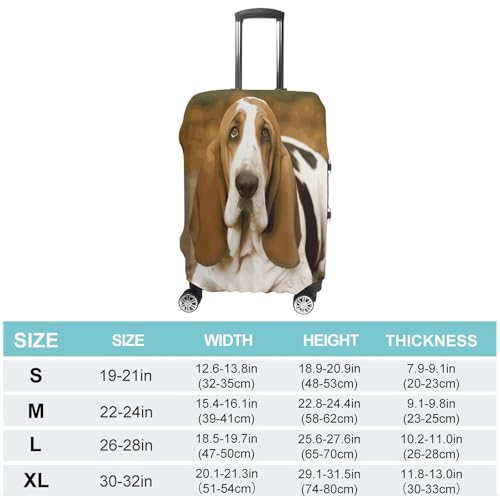 Housse valise polyester élastique lavable blanche motif Basset Hound taille S