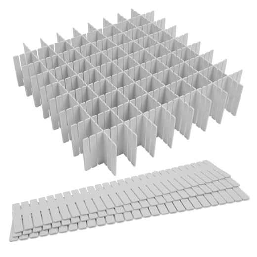 HOTUT Separadores para Cajones, 16pcs Separadores de Cajones Ajustable, Organizadores de Cajones de Plástico, Separador de Armario Divisores para Maquillaje, Joyas, Dormitorio, Baño, Oficina - Gris