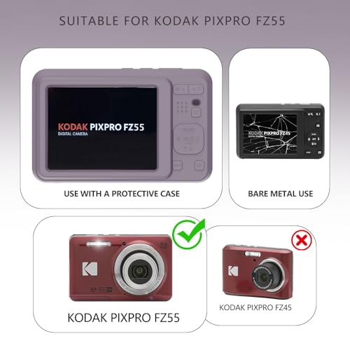 Image of Case for Kodak PIXPRO FZ55,FZ55 accessories,Soft Silicone Protective Case,Comes with 2 Screen Protectors and 1 Wrist Strap - Rose grey
