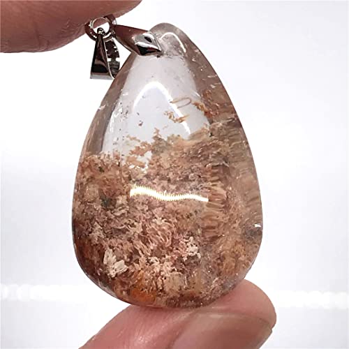 Joias com pingente de quartzo fantasma natural para mulheres homens pedra de cristal de cura 29 x 19