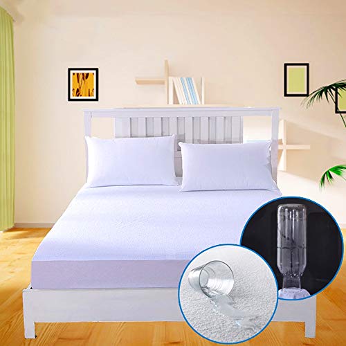 Preisvergleich Produktbild ABUKJM Wasserdichter Matratzenbezug, Baumwoll-Terry-Matratzenschoner, Bettlaken Aus Gummiband, Anti-Milbe, Geeignet Für Menschen Mit Empfindlicher Haut (White,100x200x35cm)