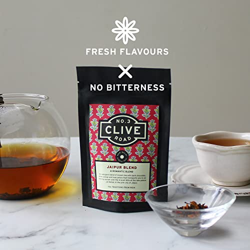 Image of Clive Road Chocolate Tea - 30+ Cups, Delicious Dessert Tea for Lovers, 100% Natural ~ Cocoa, Rose Petals & Oranges, No added Sugar, Brew as Hot or Iced, 50 g
