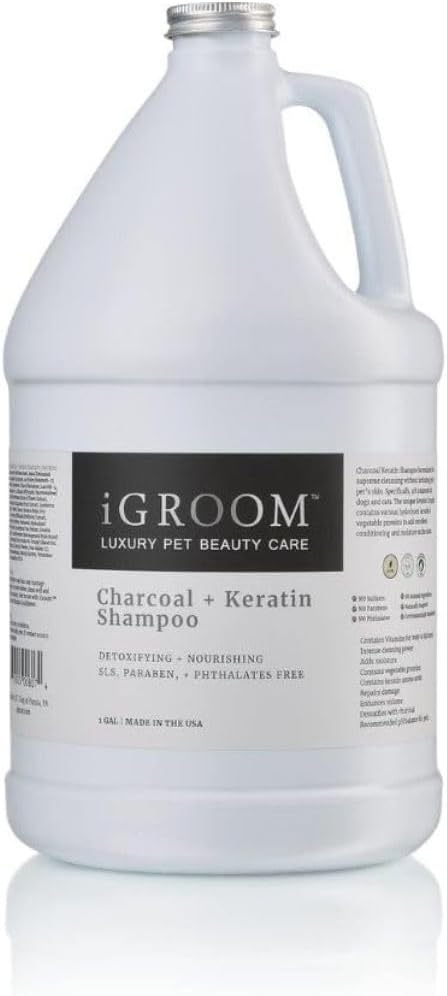 Charcoal Keratin Dog Shampoo, Luxury Pet Beauty Care, Protect Coat and Skin, Detoxifies with Charcoal, Made in USA, Gallon