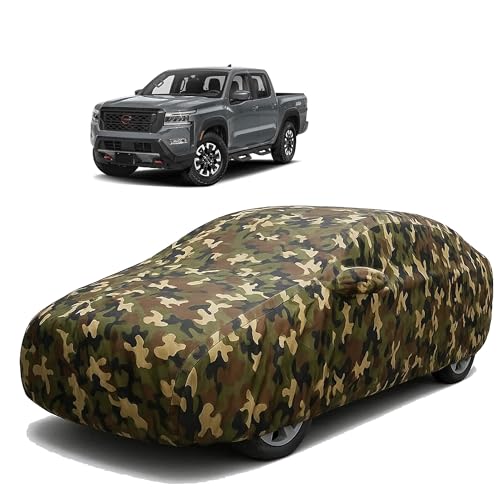 Image of Sulfar 100% Waterproof Car Body Cover Compatible with Mirror for Nissan Frontier with Long Lasting Durable Material (Triple Stitched, Full Bottom Elastic, Camouflage Army)
