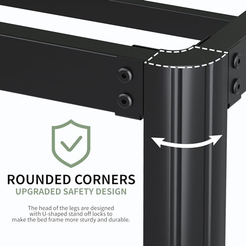 Metallbett 180x200 cm mit Rundes Beine, Höhe 36cm Ehebett Bettrahmen mit Metall Lattenrost, Schwarz – Bild 5