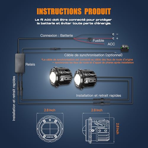 Phares de moto LED 60W étanches pour sécuriser le brouillard - 6